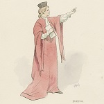 Gabriel, artist. [Costume sketches for various characters from: Merchant of Venice, Merry wives of Windsor, The tempest, and Twelfth night]. Late nineteenth or early 20th century.