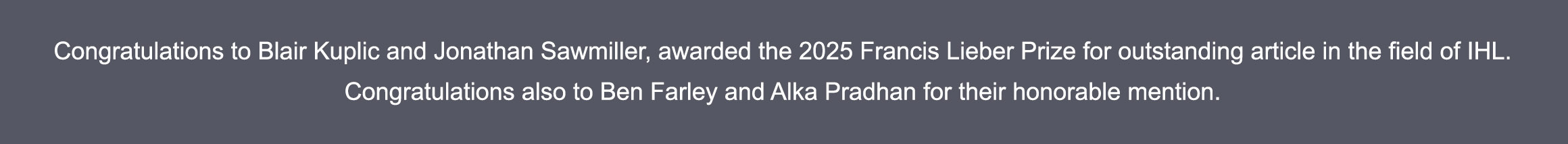 IRRC prize winners in 2025 ASIL Awards