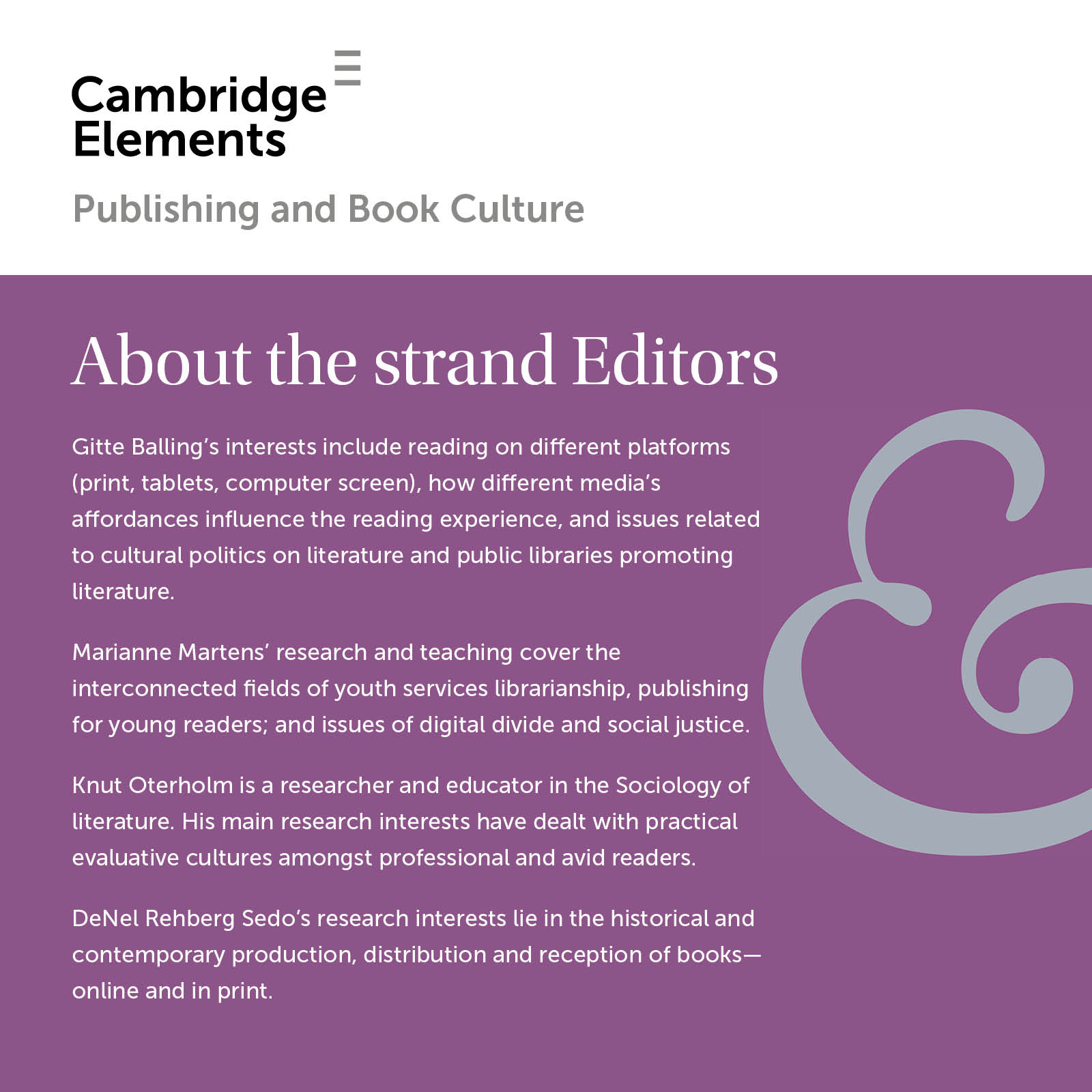 Readers and Reading Strand Editors