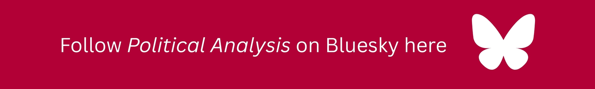 Follow Political Analysis on Bluesky banner